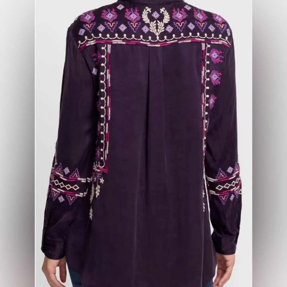 JOHNNY WAS CURACAO OVERSIZED LONG SLEEVE TUNIC IN DEEP PURPLE SIZE XL - Picture 4 of 11